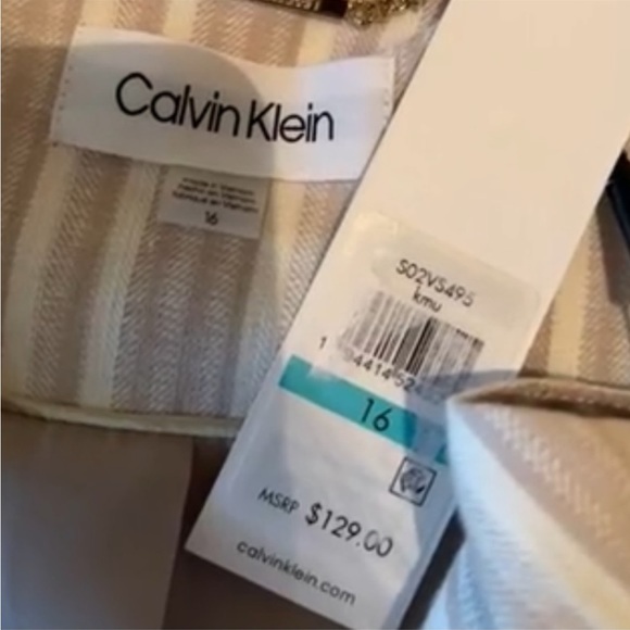 33. Calvin Klein Vest in Khaki Stripes, Size 16 - Picture 9 of 15
